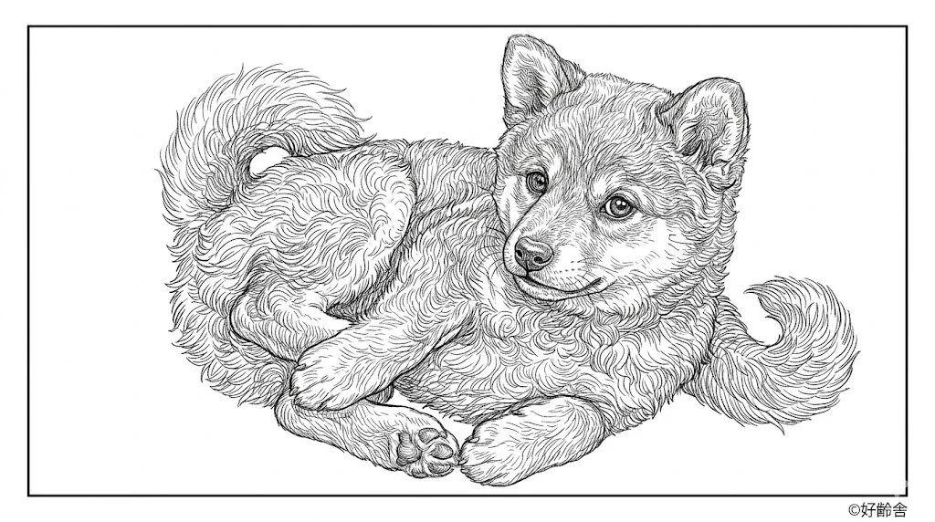 柴犬 ｜ 高齢者（g3b3）向け無料塗り絵